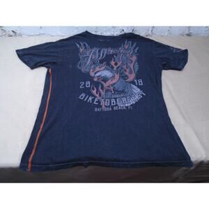 Vintage AFFLICTION T-Shirt Men's EAGLE FLAMES Rebels 73 Black USA MADE 2XL